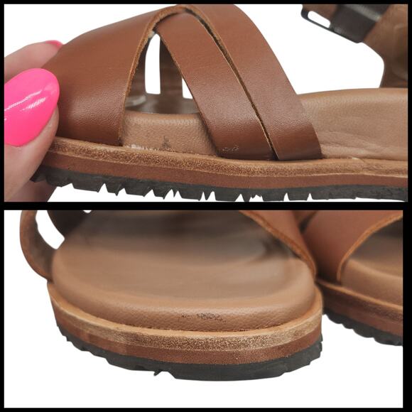 Kamik Sadie Sandals Womens 7 Brown Strappy Boho Buckle Peep Toe Adjustable - Picture 12 of 13